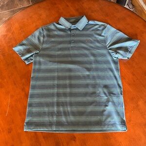 Under Armour Blue Striped Polo Shirt Athletic Performance